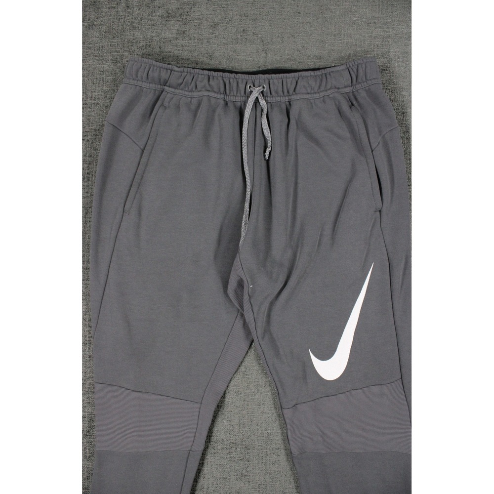 Nike Dri-FIT Mens Training Pants Gray Swoosh Logo Athletic Joggers Large - Picture 4 of 16